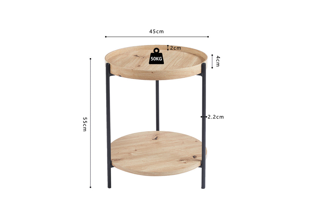 Salontafel melvon 45 cm Decor Oude eik