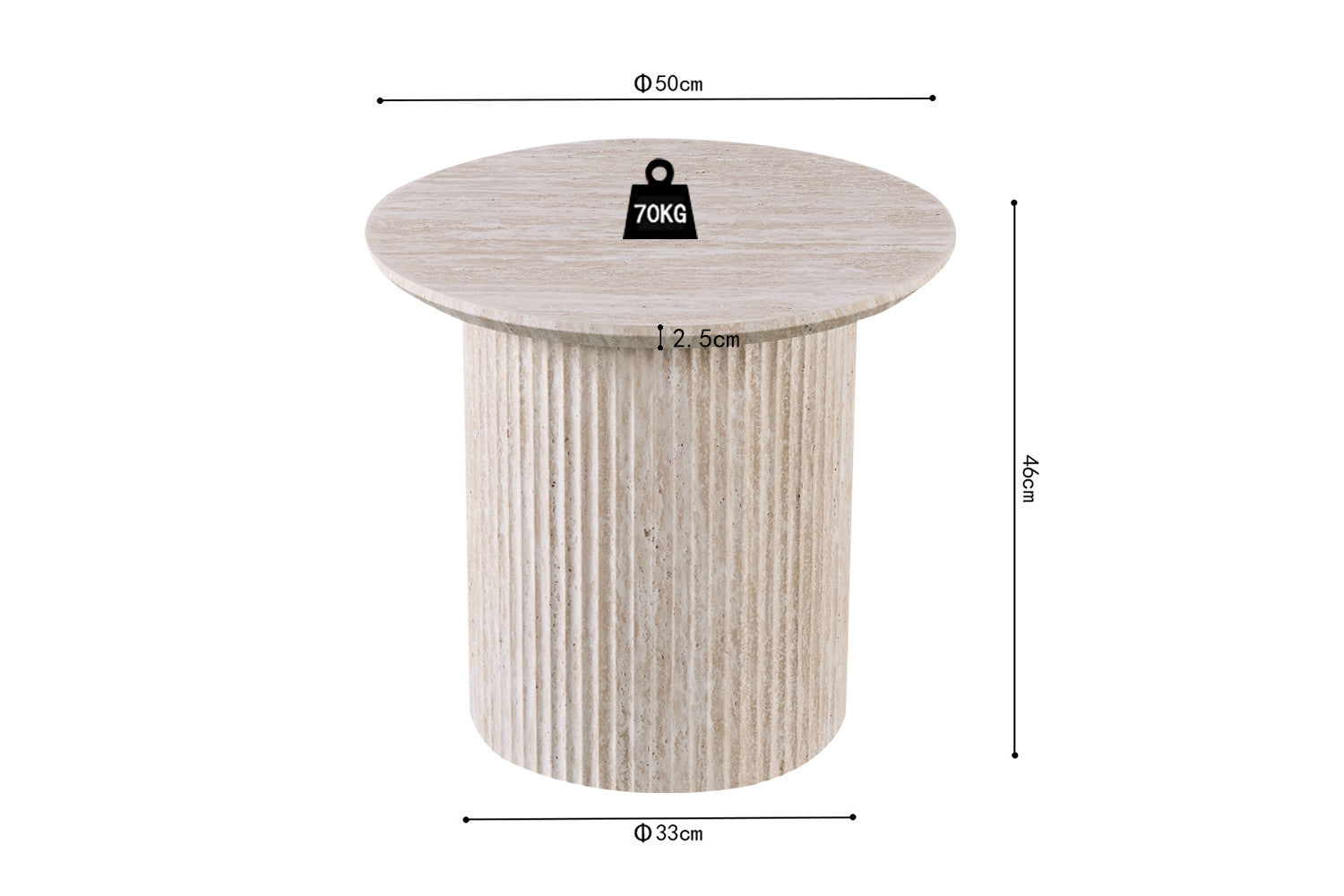 Salontafel vilano 50 cm Rond Decor Travertin Beige