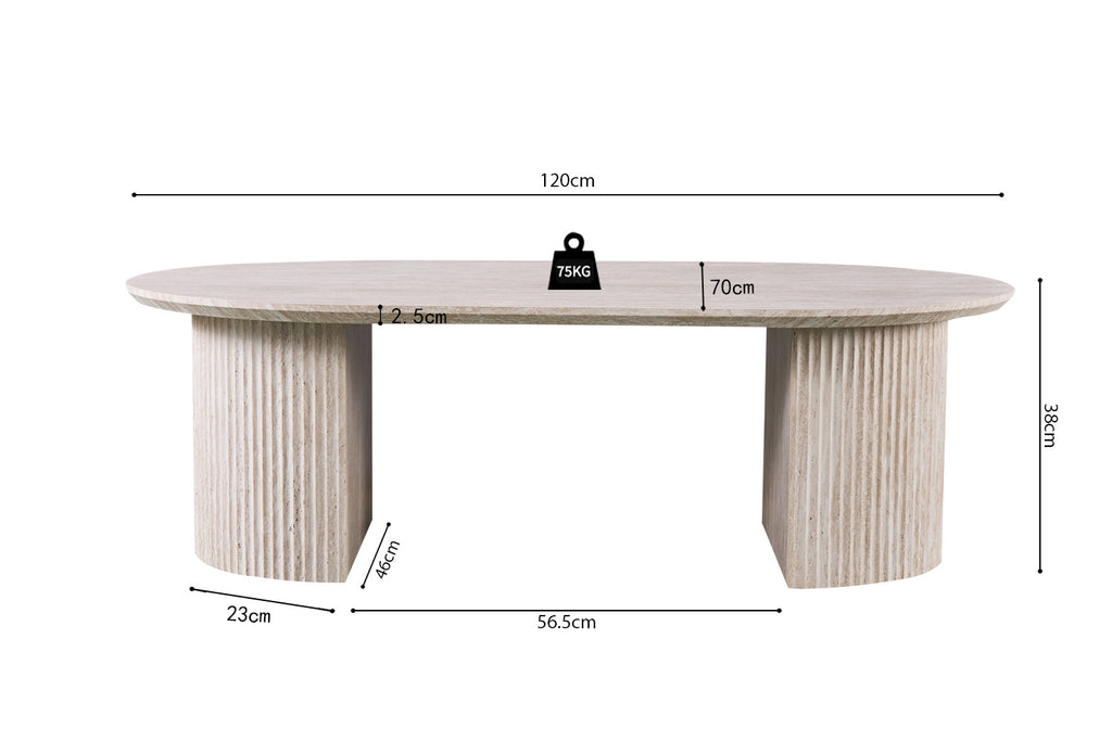 Salontafel vilano 120 cm Ovaal Decor Travertin Beige
