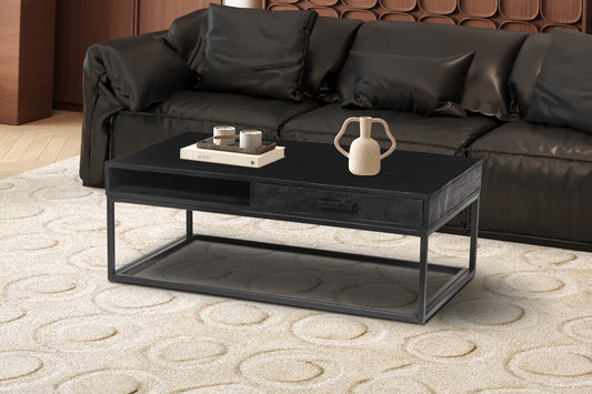 Salontafel sienna met lade Mango hout zwart