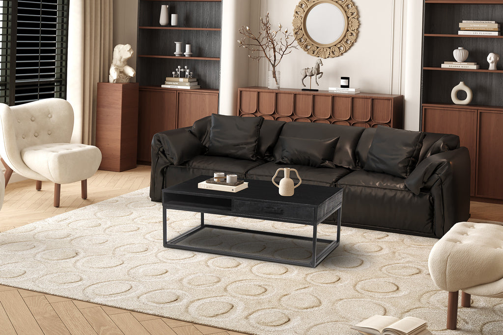Salontafel sienna met lade Mango hout zwart