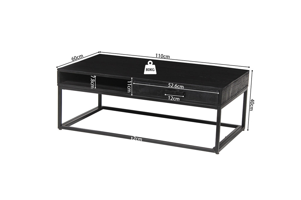 Salontafel sienna met lade Mango hout zwart
