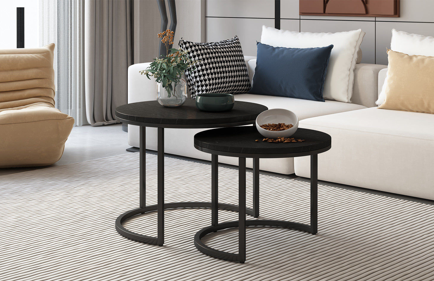 Salontafel zuma 2-delig Mango hout zwart