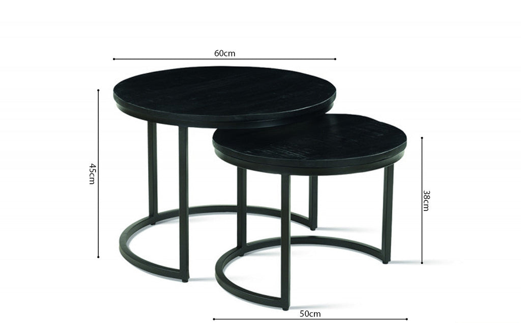Salontafel zuma 2-delig Mango hout zwart
