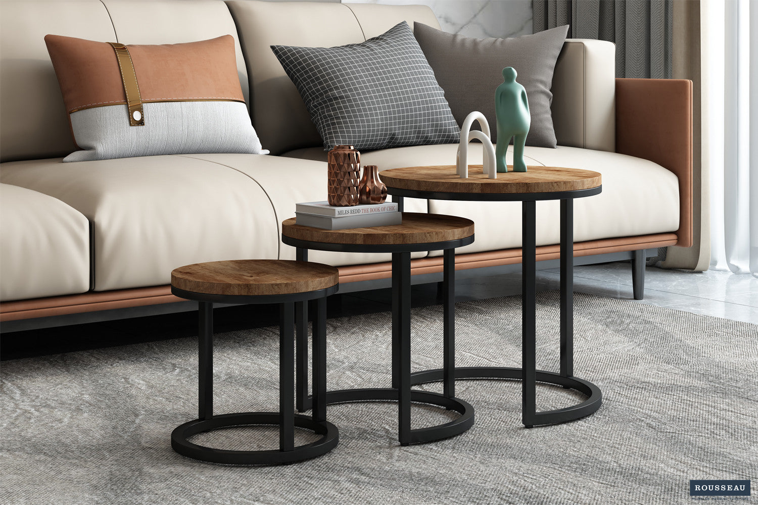 Bijzettafel cas 3-delig Mango hout