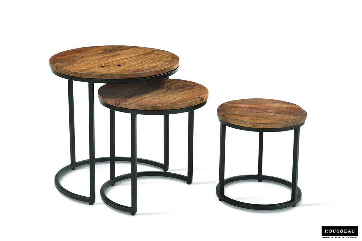 Bijzettafel cas 3-delig Mango hout