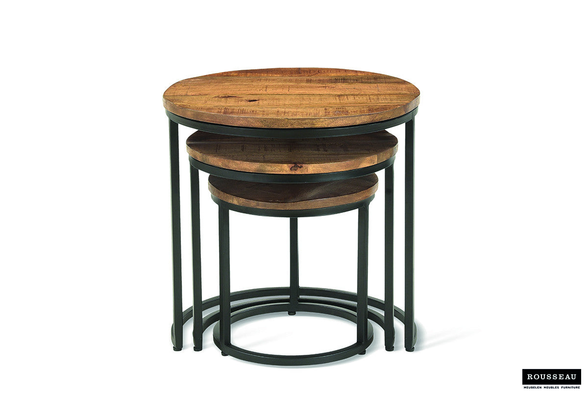 Bijzettafel cas 3-delig Mango hout