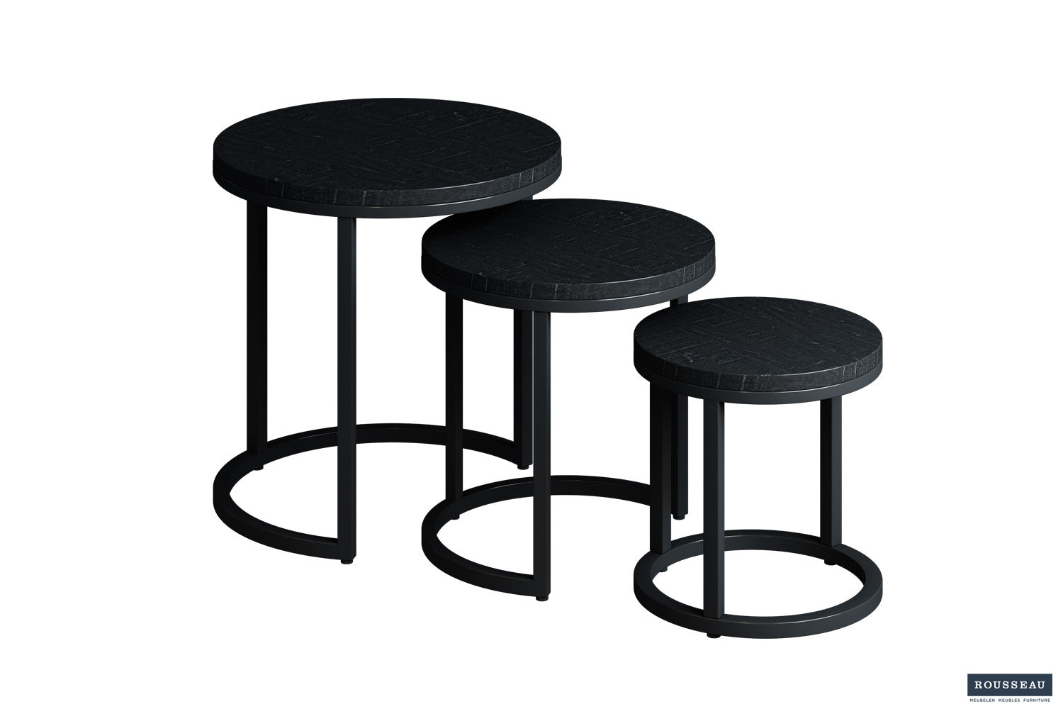 Bijzettafel cas 3-delig Mango hout zwart