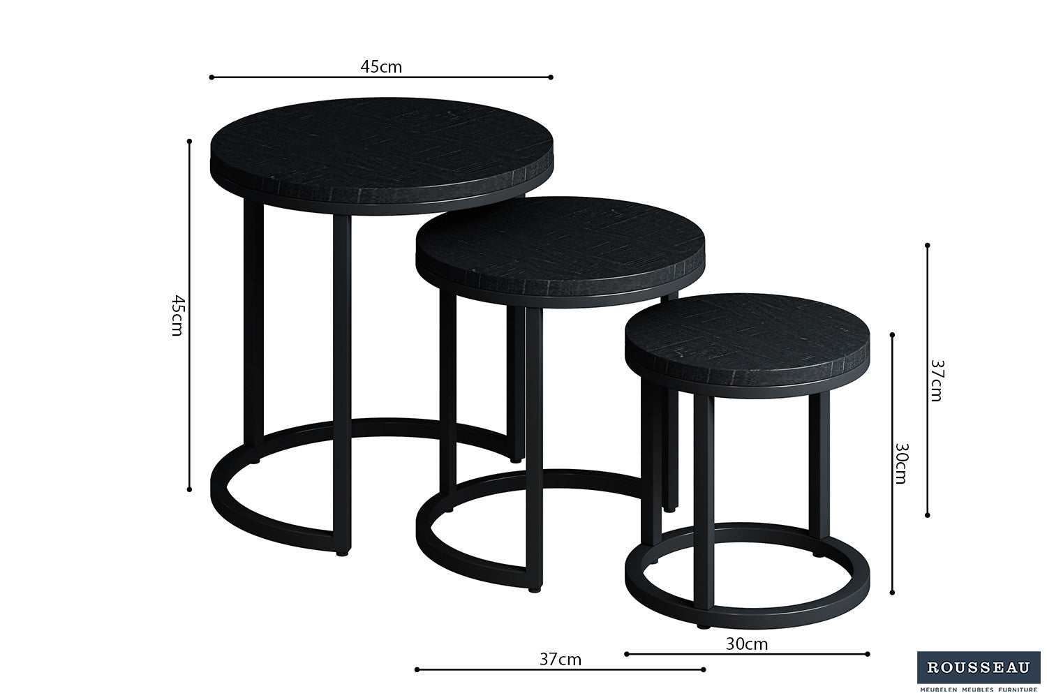 Bijzettafel cas 3-delig Mango hout zwart