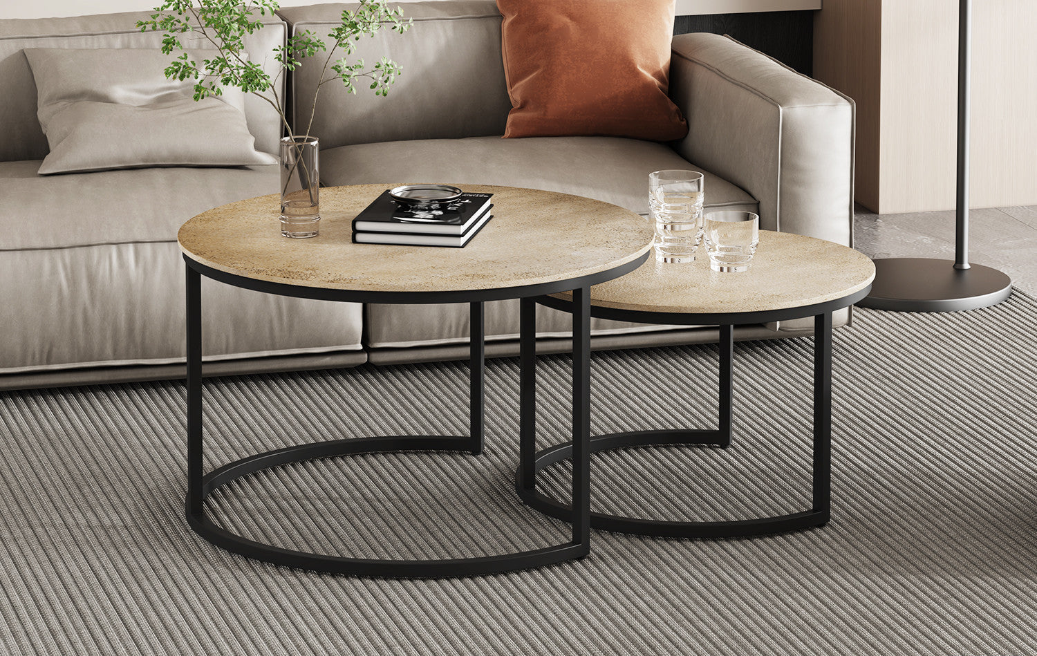 Salontafel sabi 2-delig Verouderd Zilver