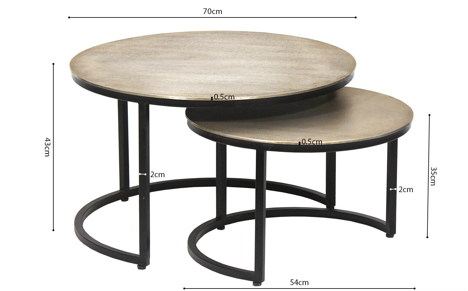 Salontafel sabi 2-delig Verouderd Zilver