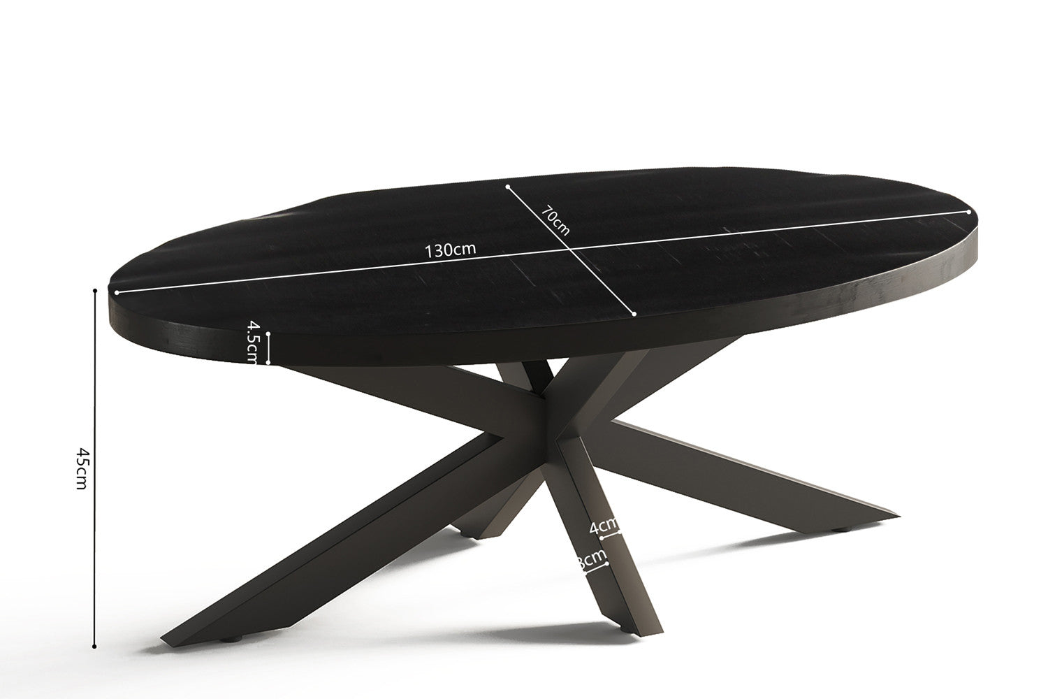 Salontafel sienna Ovaal Mango hout zwart