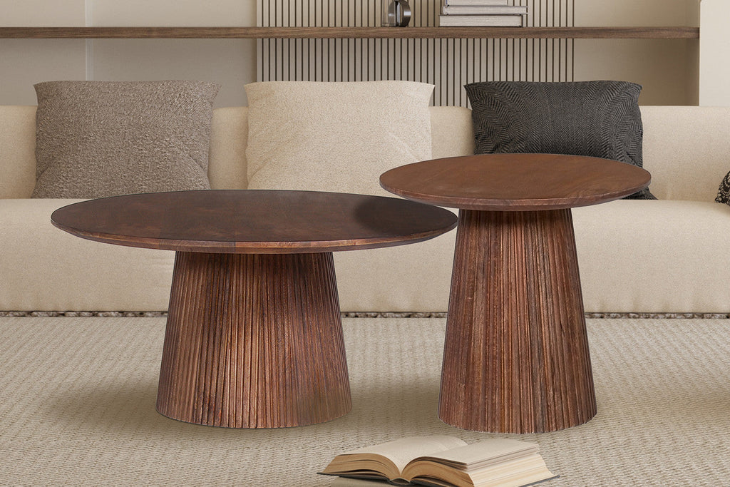 Salontafel lumora 80 cm Rond Mango hout Lichtbruin