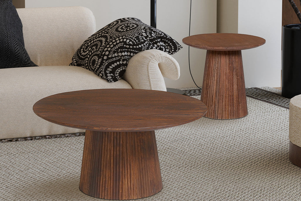 Salontafel lumora 80 cm Rond Mango hout Lichtbruin