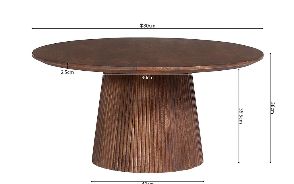 Salontafel lumora 80 cm Rond Mango hout Lichtbruin