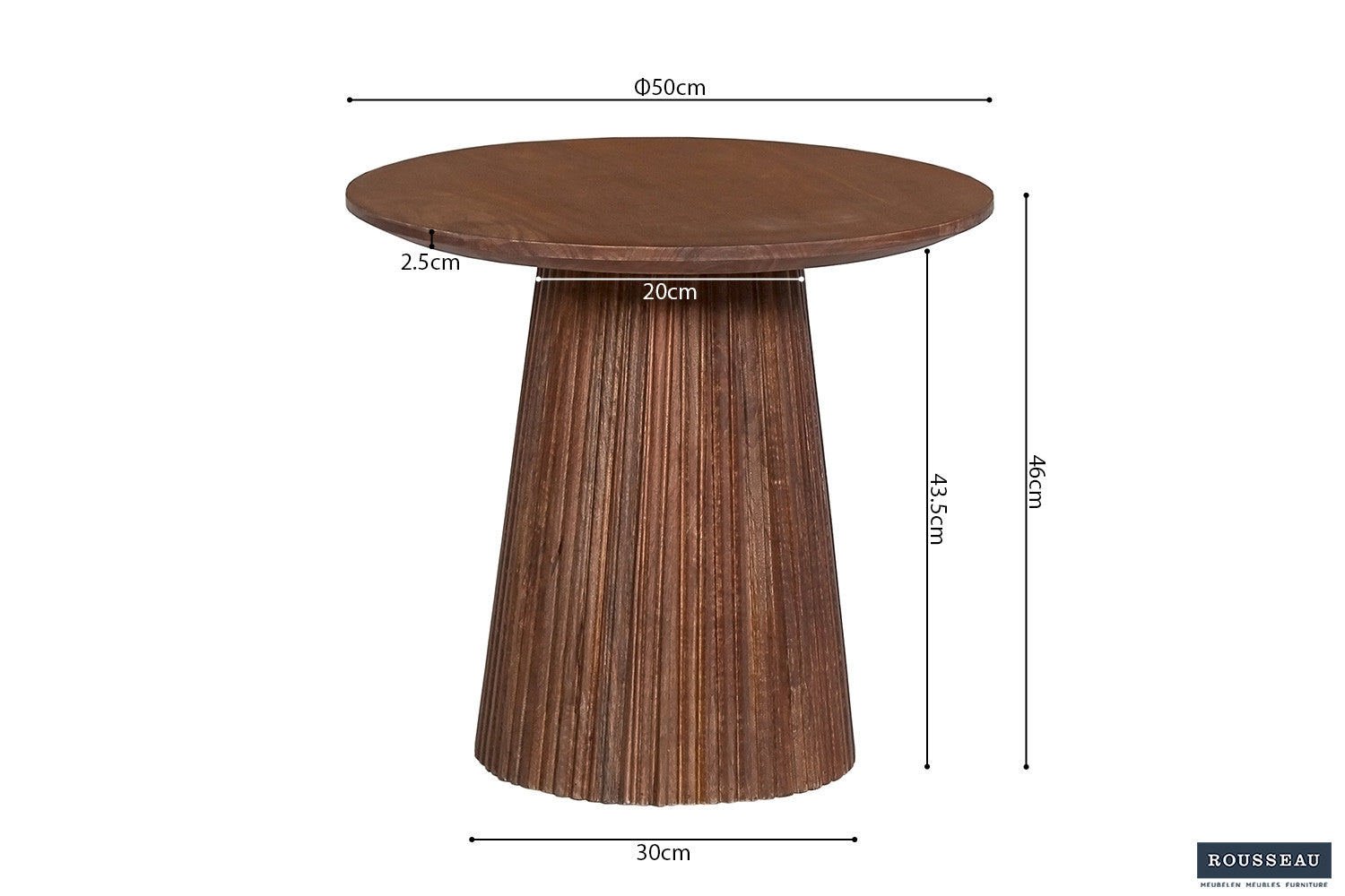 Salontafel lumora 50 cm Rond Mango hout Lichtbruin