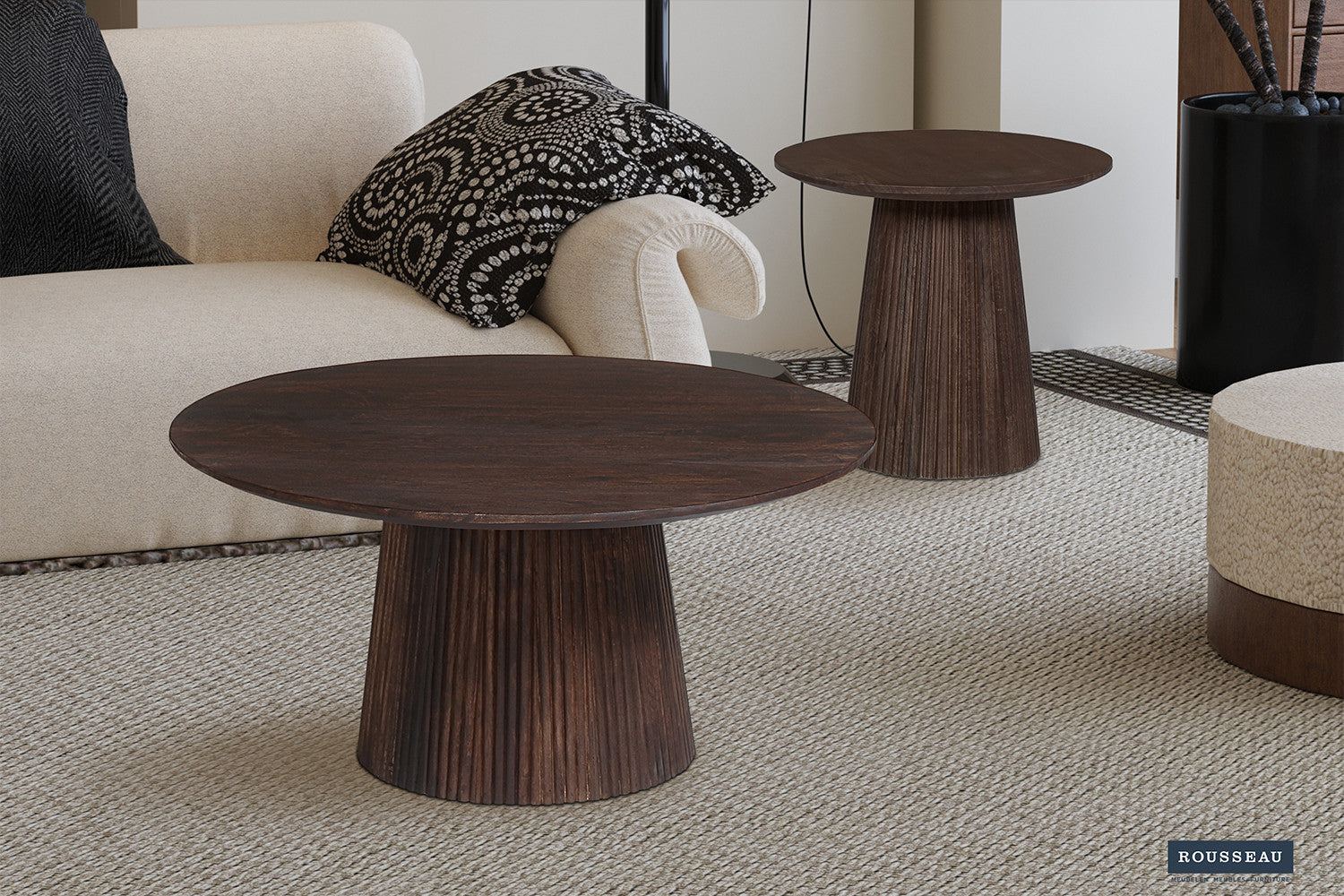 Salontafel lumora 50 cm Rond Mango hout Donkerbruin