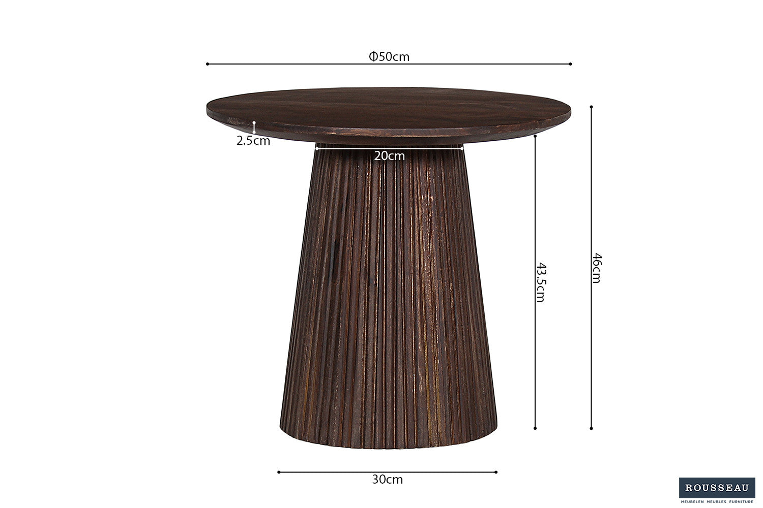 Salontafel lumora 50 cm Rond Mango hout Donkerbruin