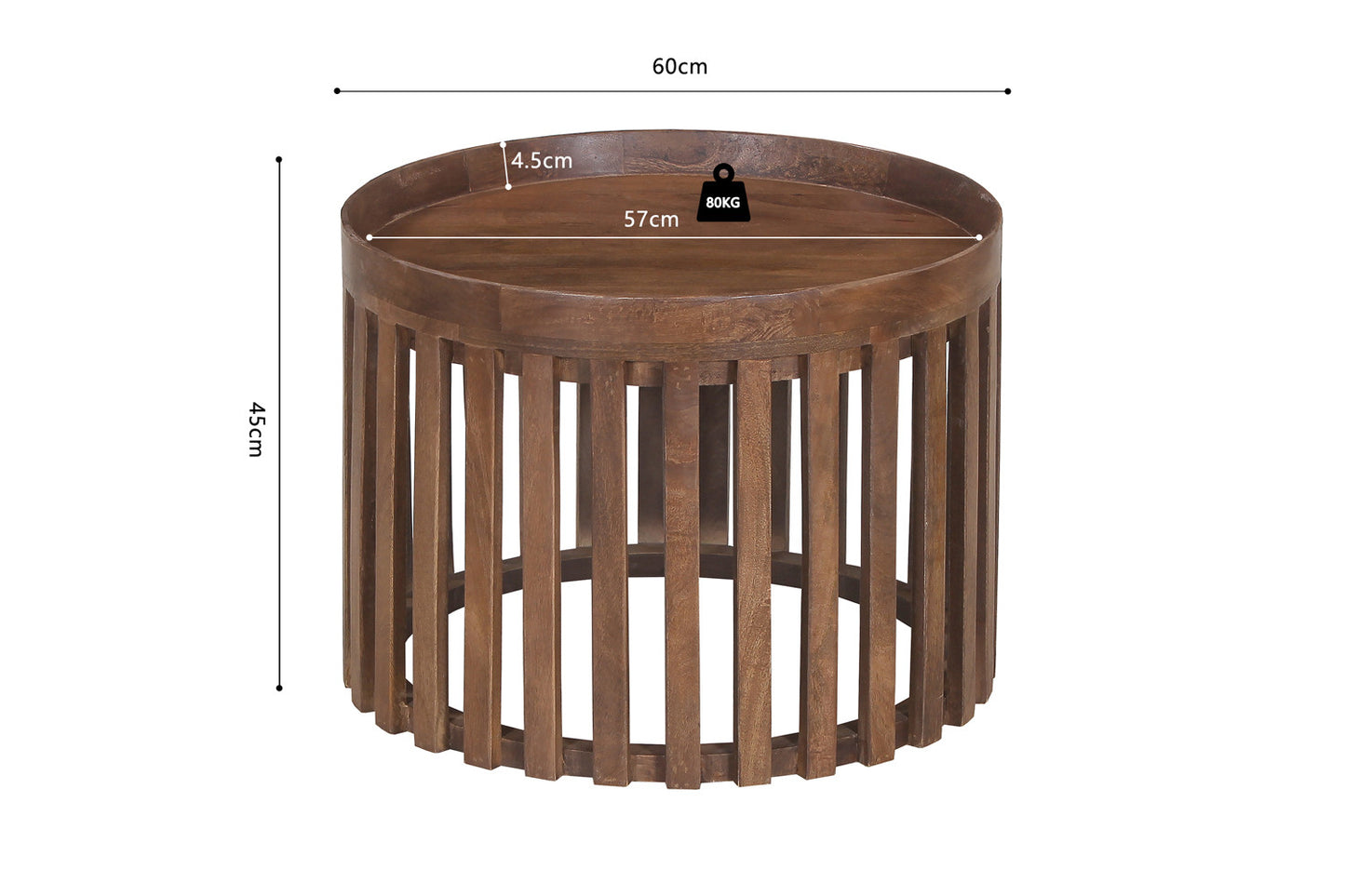 Salontafel auro 2-delig Rond Mango hout Lichtbruin