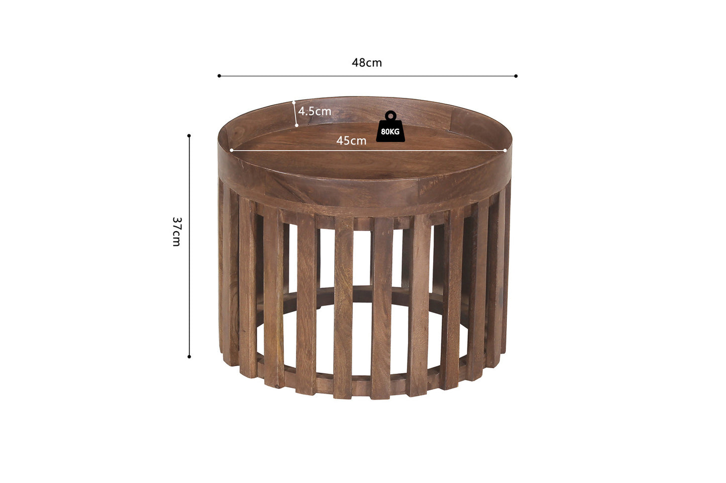 Salontafel auro 2-delig Rond Mango hout Lichtbruin