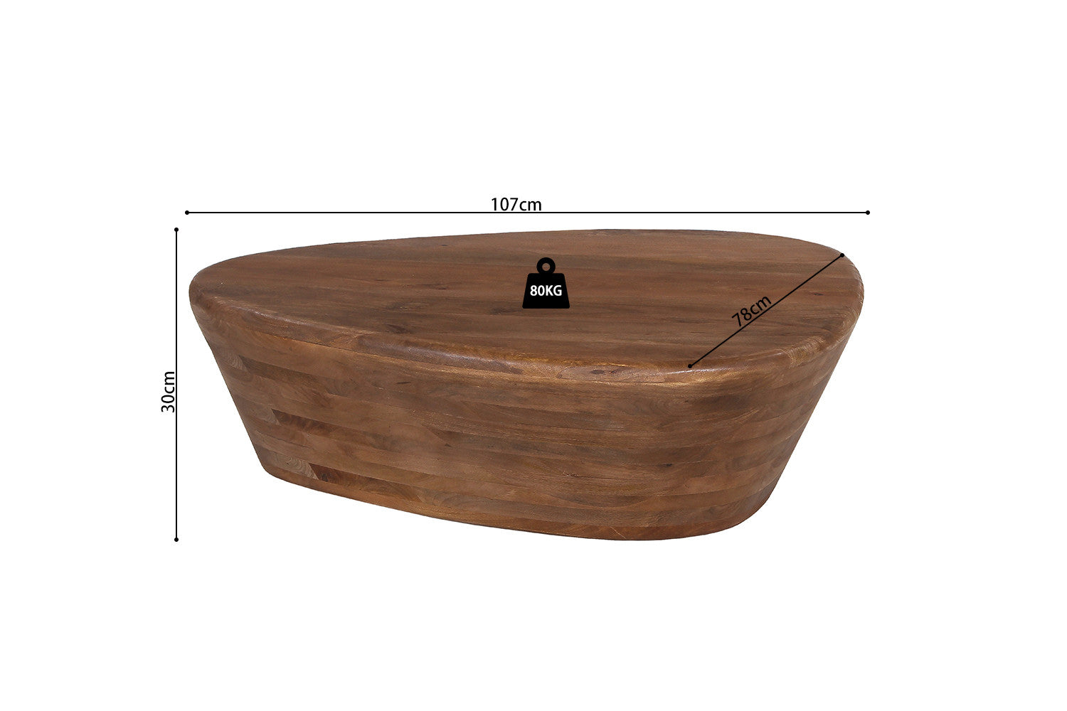 Salontafel mono Mango hout Lichtbruin