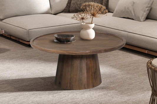 Salontafel Aeris 80x36 cm Rond Mango hout Lichtbruin