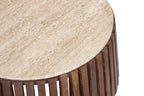 Salontafel mira 70 cm Rond Mango hout met Travertin Beige
