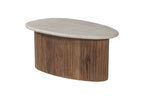 Salontafel basico 90 cm Mango hout met Travertin Beige