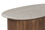 Salontafel basico 90 cm Mango hout met Travertin Beige