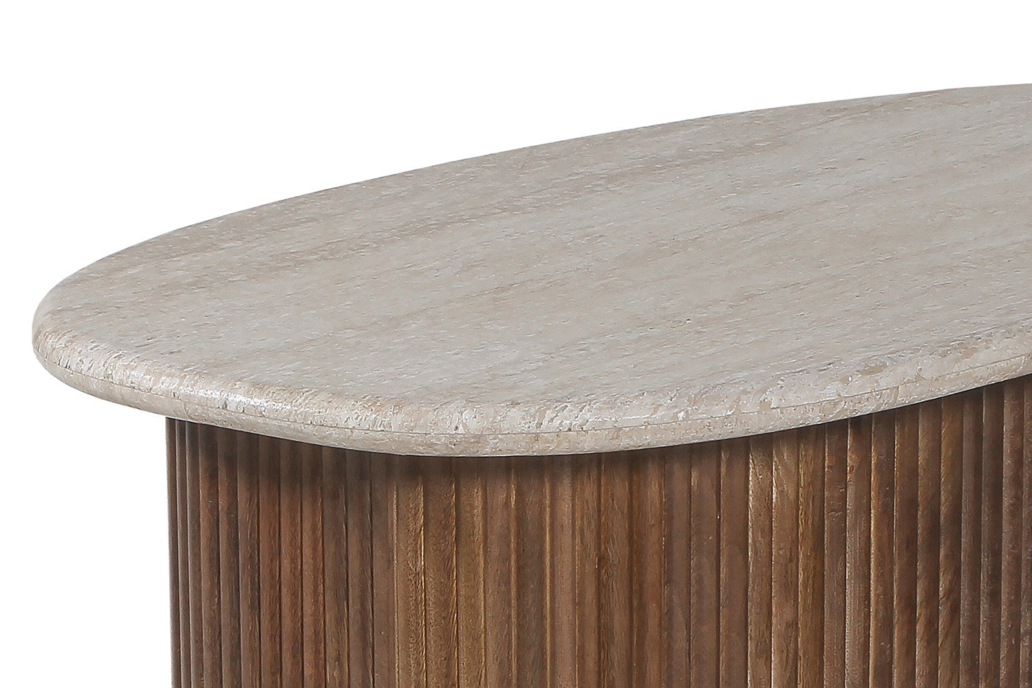 Salontafel basico 90 cm Mango hout met Travertin Beige