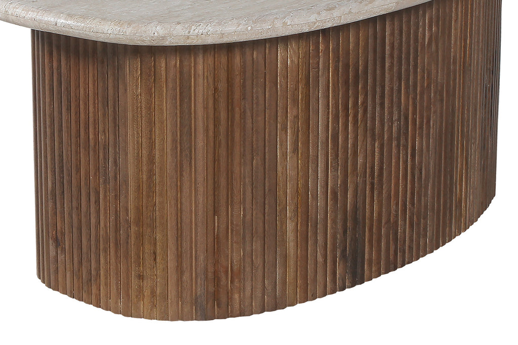 Salontafel basico 90 cm Mango hout met Travertin Beige