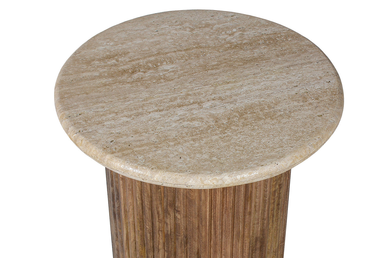 Bijzettafel arden 50 cm Mango hout met Travertin Beige