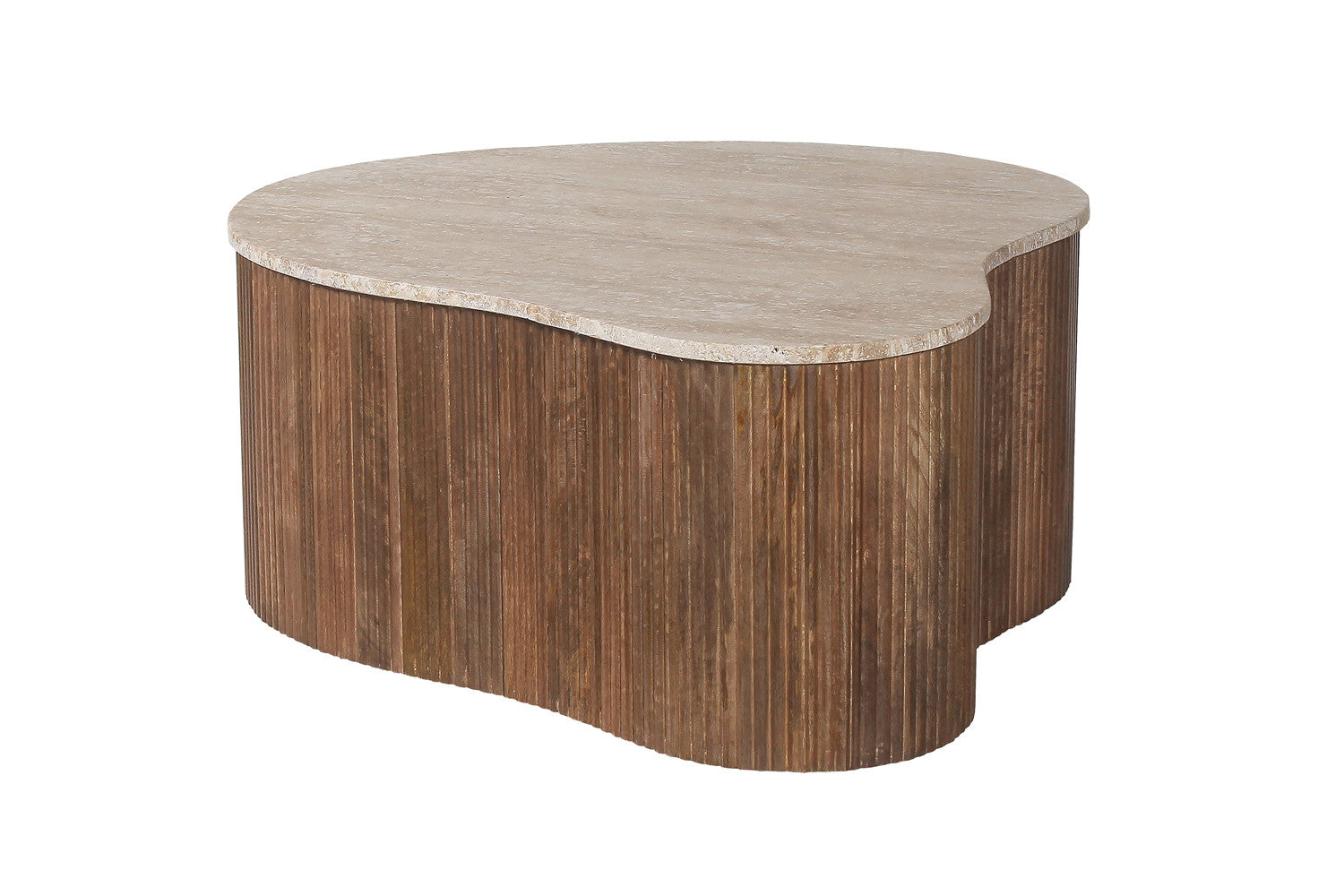 Salontafel Nova 83 cm Mango hout met Travetin Beige