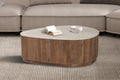 Salontafel castel 100 cm Mango hout met Travetin Beige