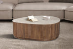 Salontafel castel 100 cm Mango hout met Travetin Beige