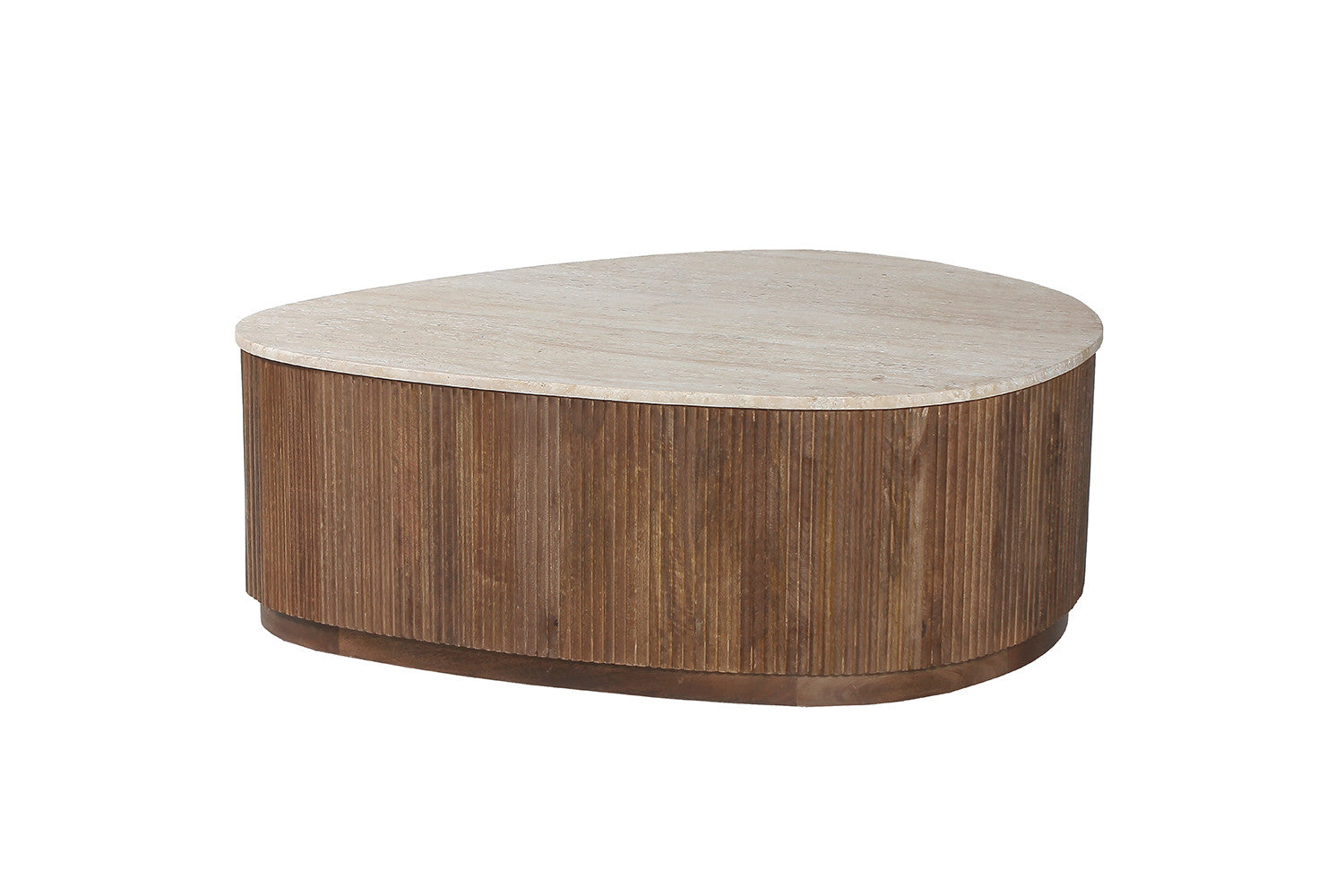 Salontafel castel 100 cm Mango hout met Travetin Beige