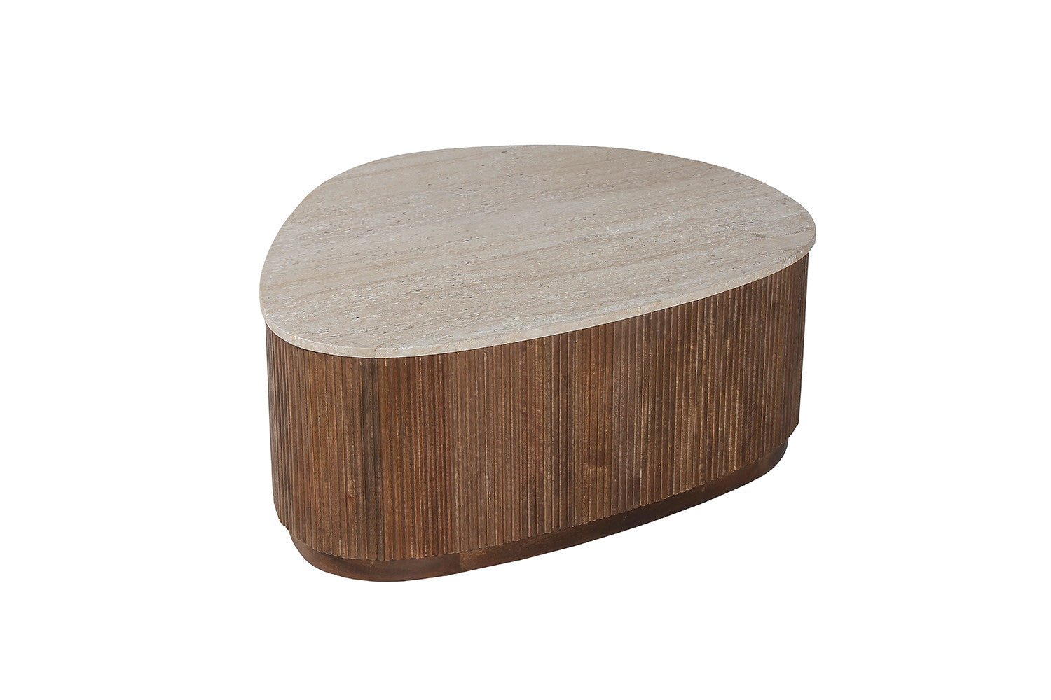 Salontafel castel 100 cm Mango hout met Travetin Beige