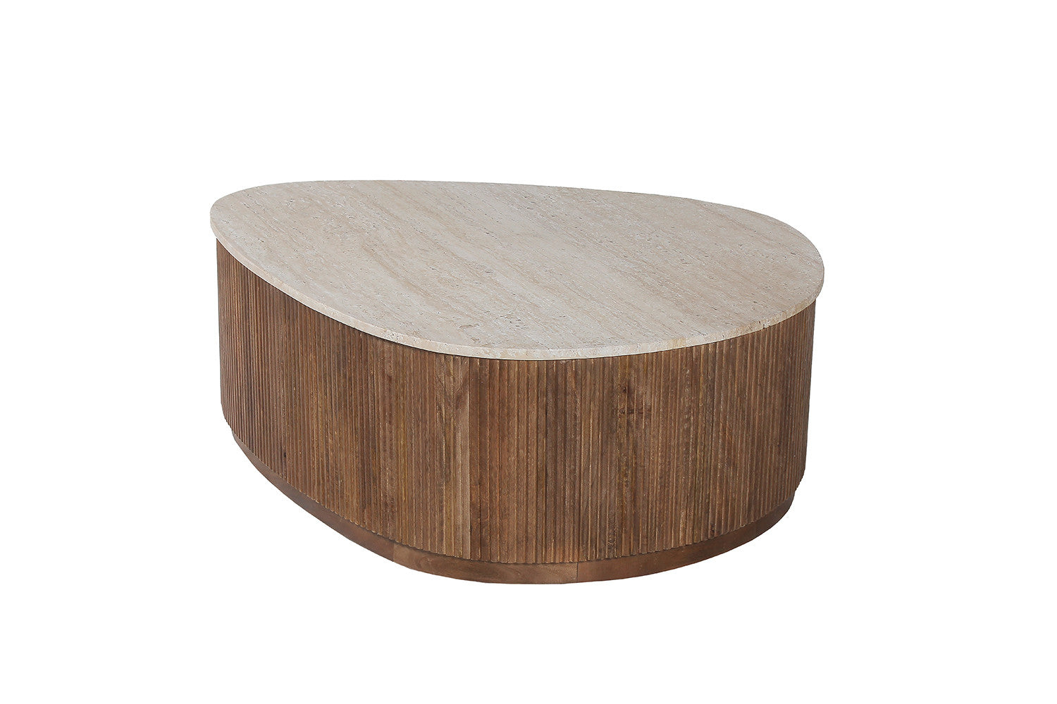 Salontafel castel 100 cm Mango hout met Travetin Beige