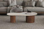 Salontafel linea 120 cm Mango hout met Travertin Beige