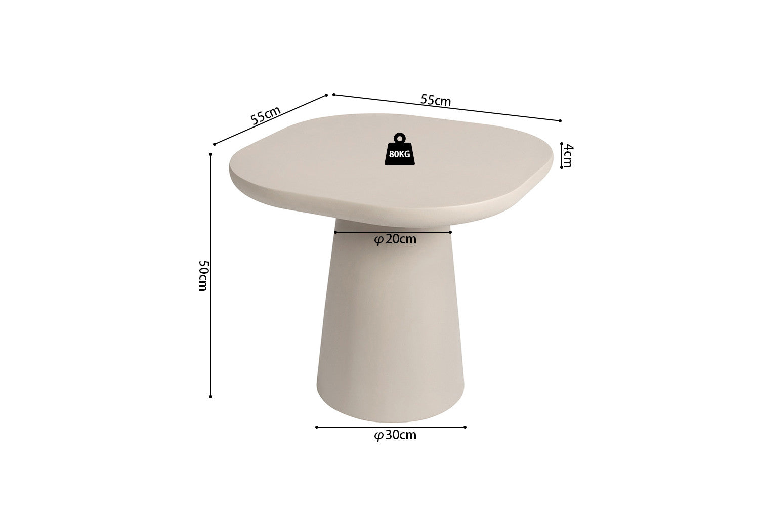 Salontafel rivaro 55 cm Ovaal Cement Beige