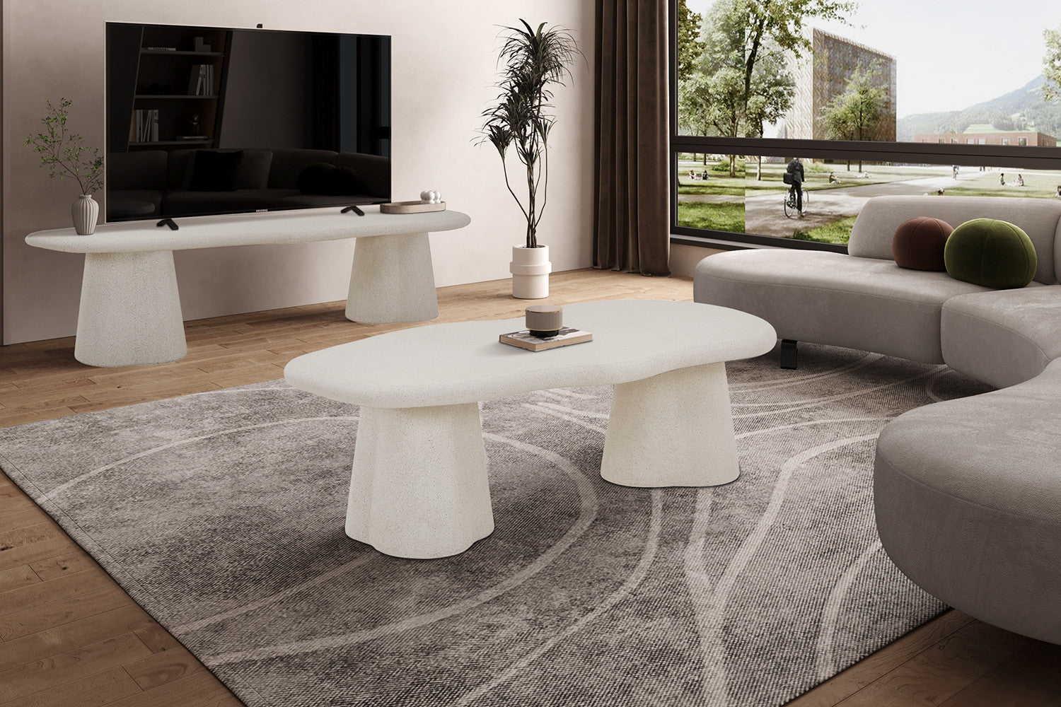 Salontafel 'Firo' 130 cm Organisch Cement