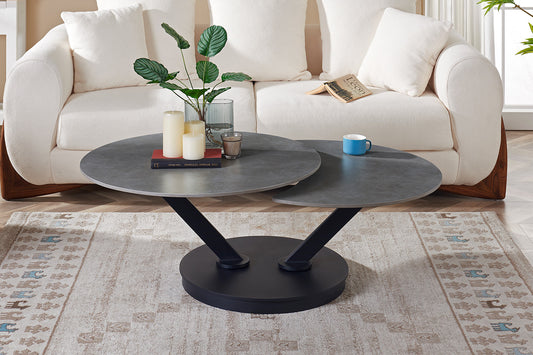 Salontafel nero Rond Draaibaar Steen Lichtgrijs