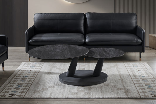 Salontafel noir Rond Draaibaar Steen Donkergrijs