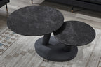 Salontafel noir Rond Draaibaar Steen Donkergrijs