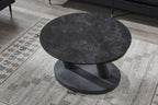 Salontafel noir Rond Draaibaar Steen Donkergrijs