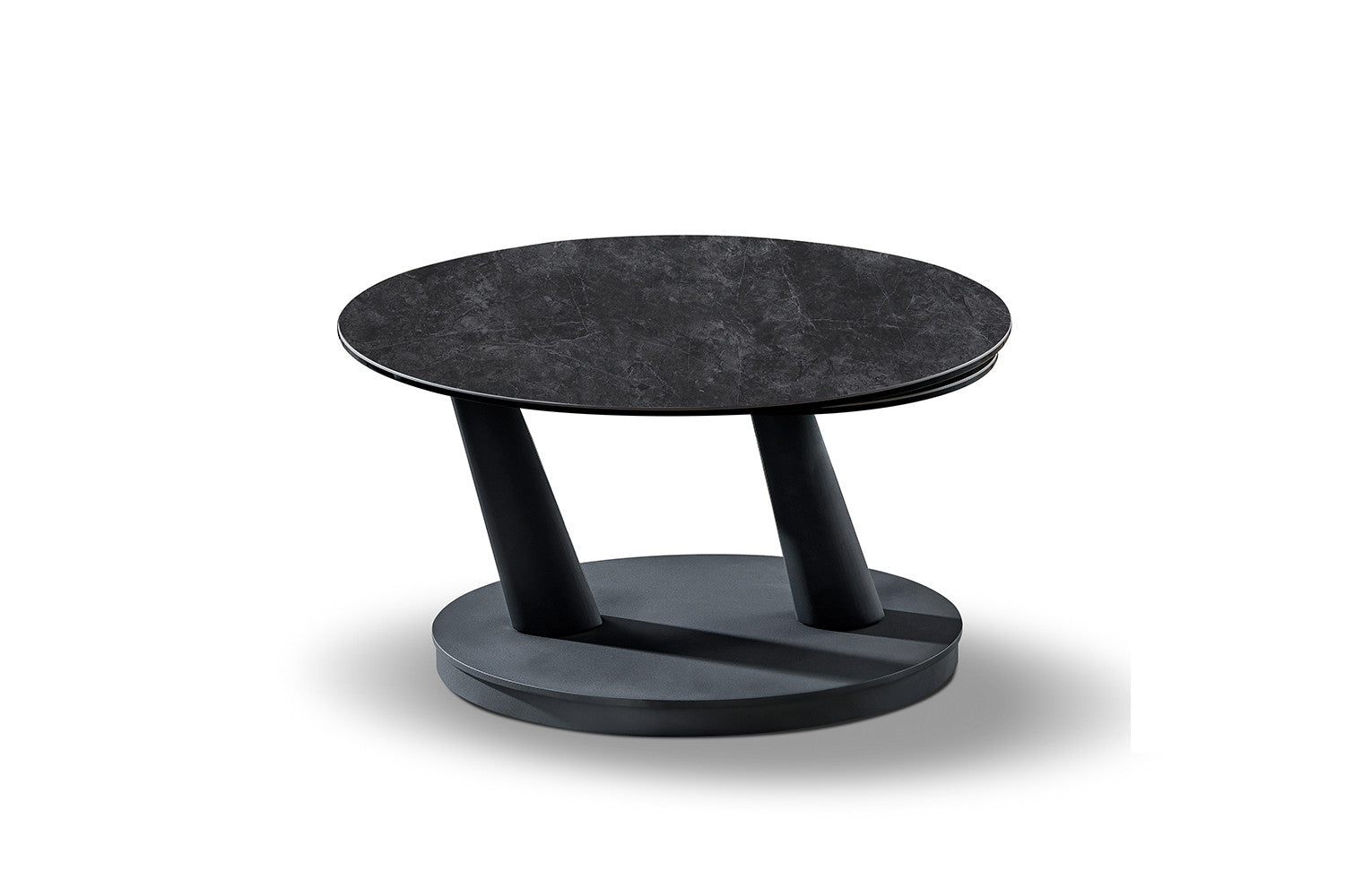 Salontafel noir Rond Draaibaar Steen Donkergrijs