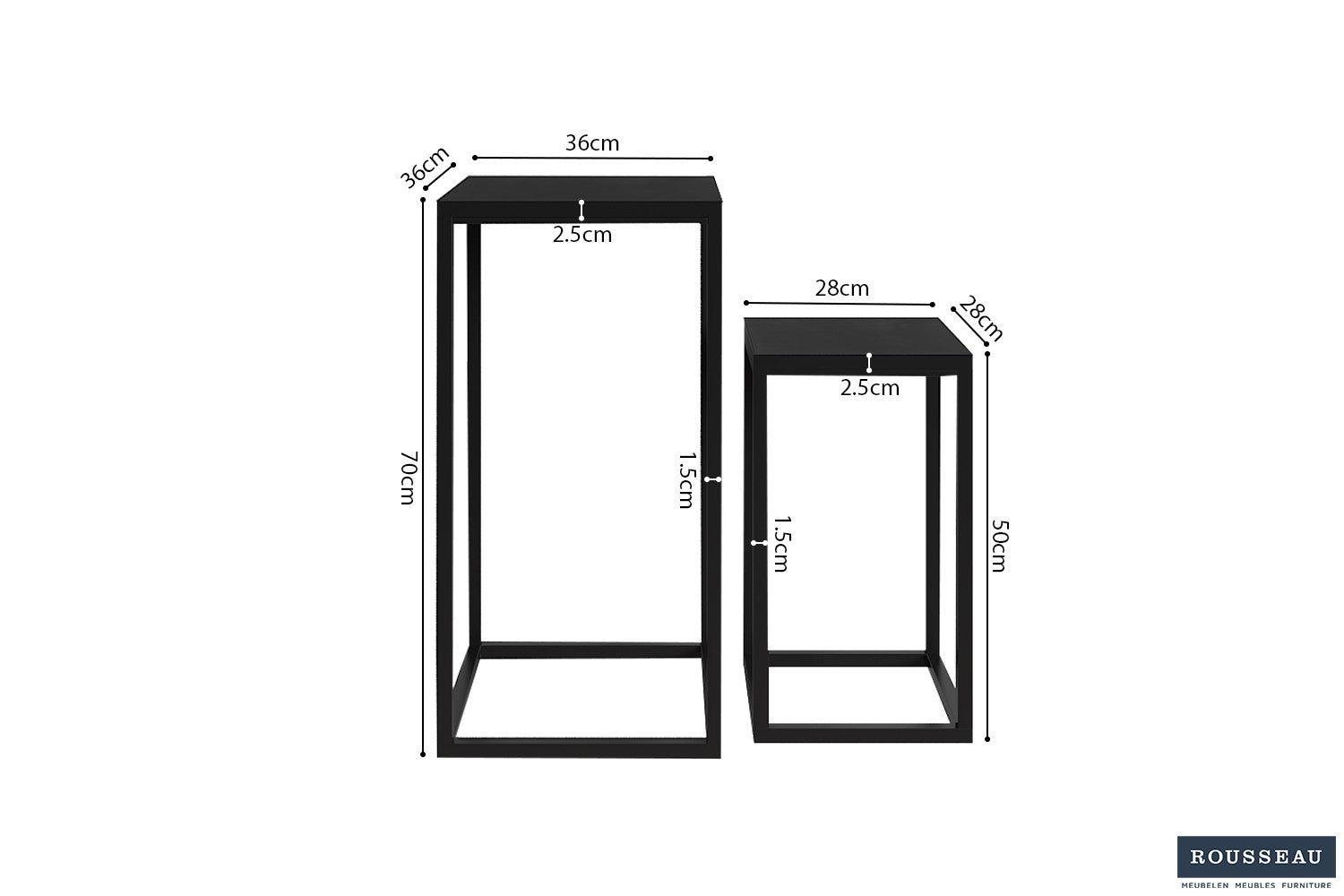 Bijzettafel ravi 2-delig Mango hout zwart