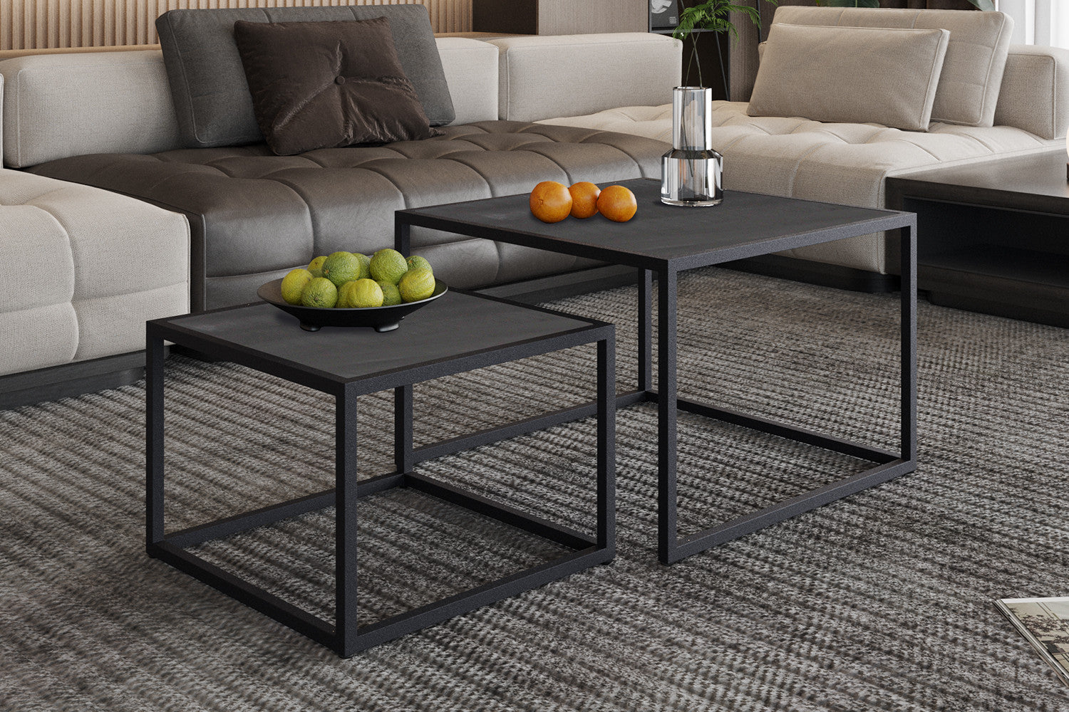 Salontafel ravi 2-delig Mango hout Zwart