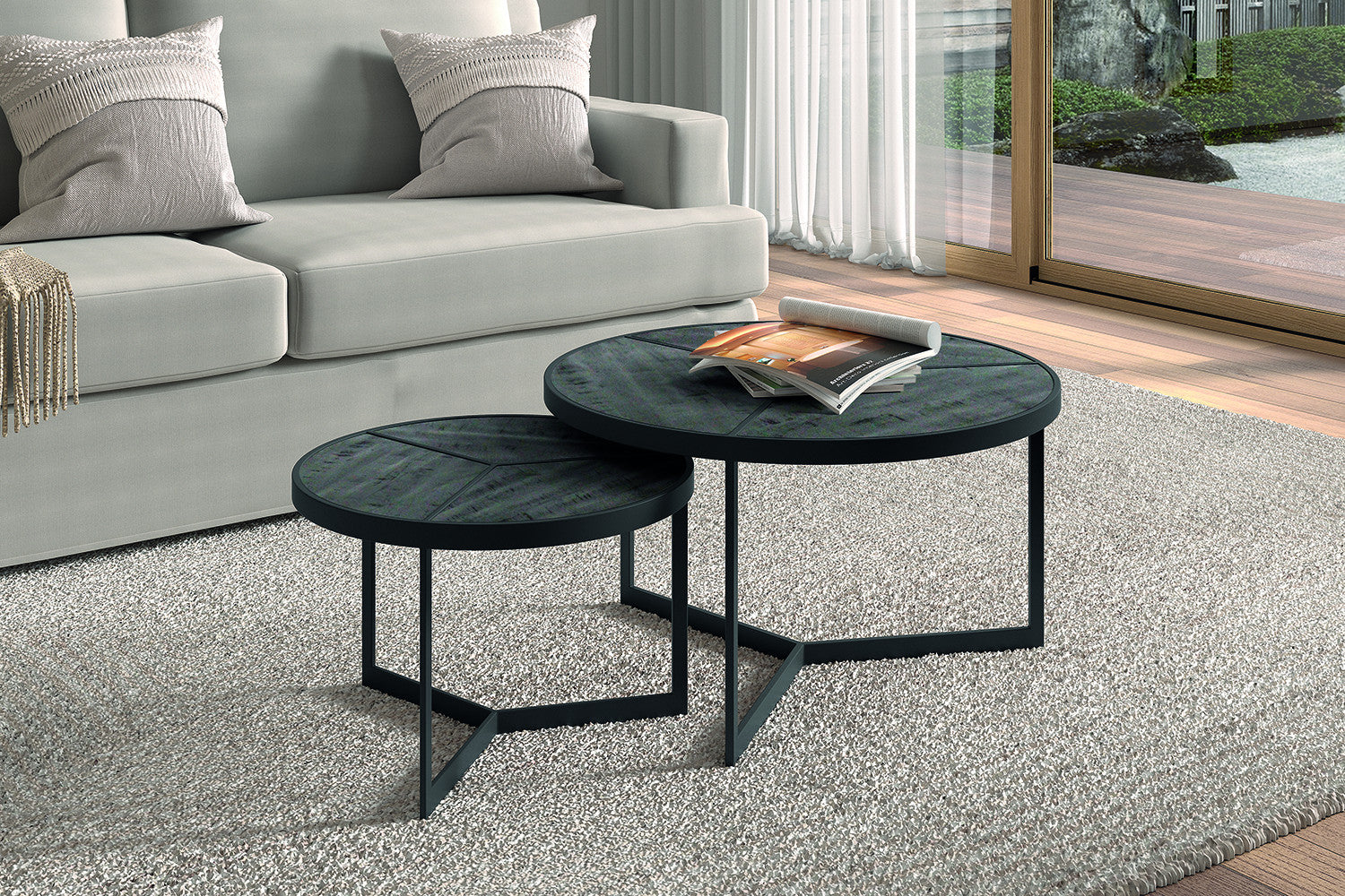 Salontafel noro 2-delig Mango hout zwart