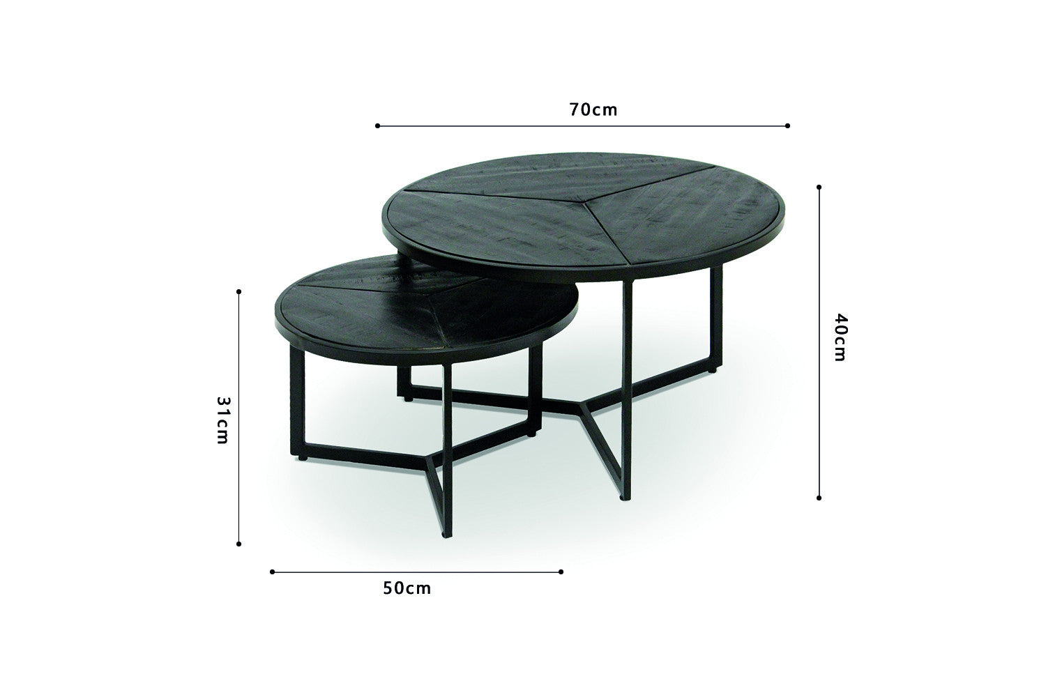 Salontafel noro 2-delig Mango hout zwart
